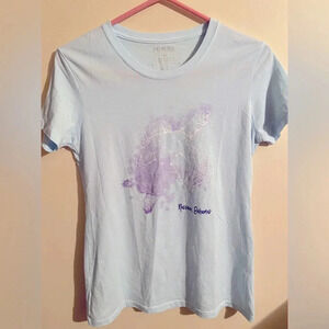 Del Sol Color Changing light blue T-shirt Turtle Nassau Bahama Sz Large Fitted